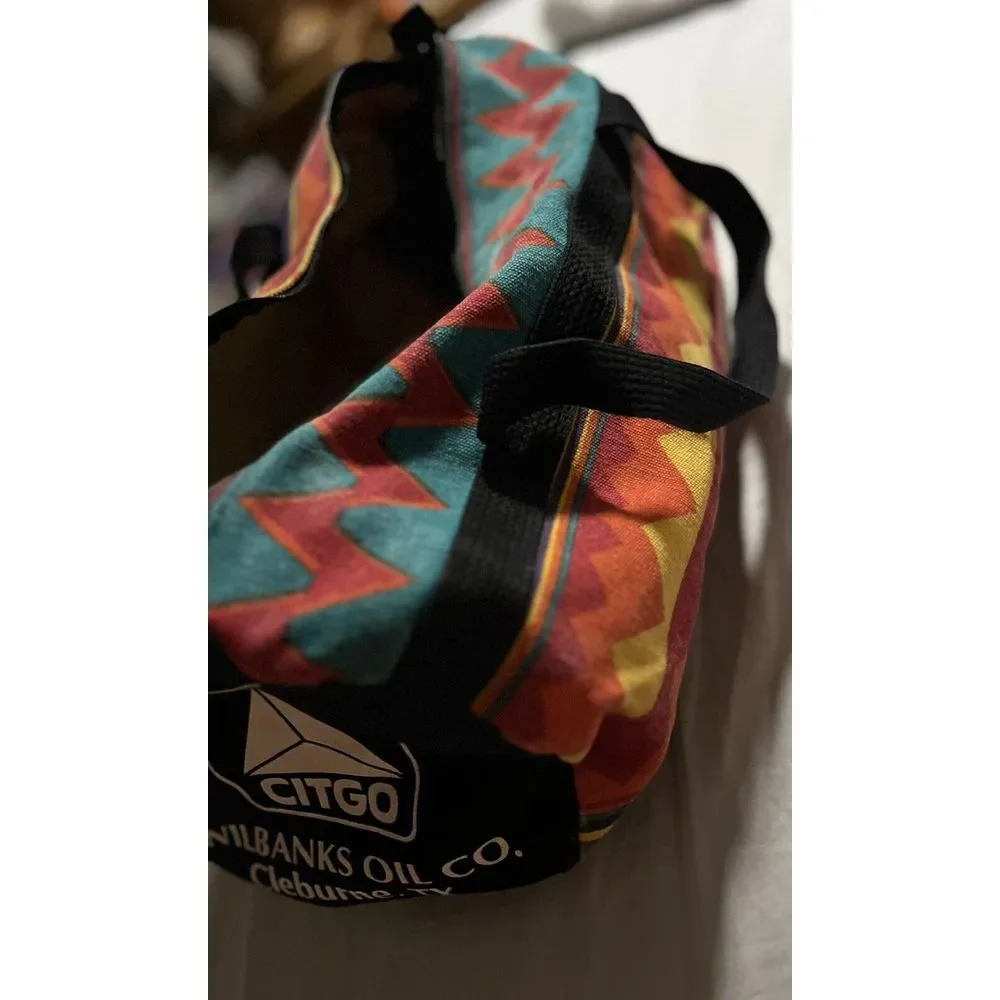 Vintage Fabriko Geometric Aztec Design Canvas  Duffle Bag 16